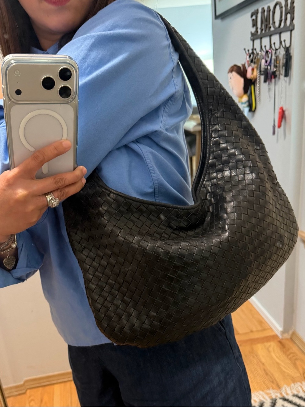 authentic vintage Bottega Venetta Intrecciato black hobo bag
